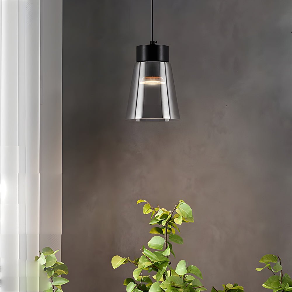 Minimalist Smoke Gray Glass Shade COB Modern Pendant Light Chandelier