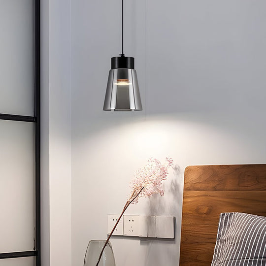 Minimalist Smoke Gray Glass Shade COB Modern Pendant Light Chandelier