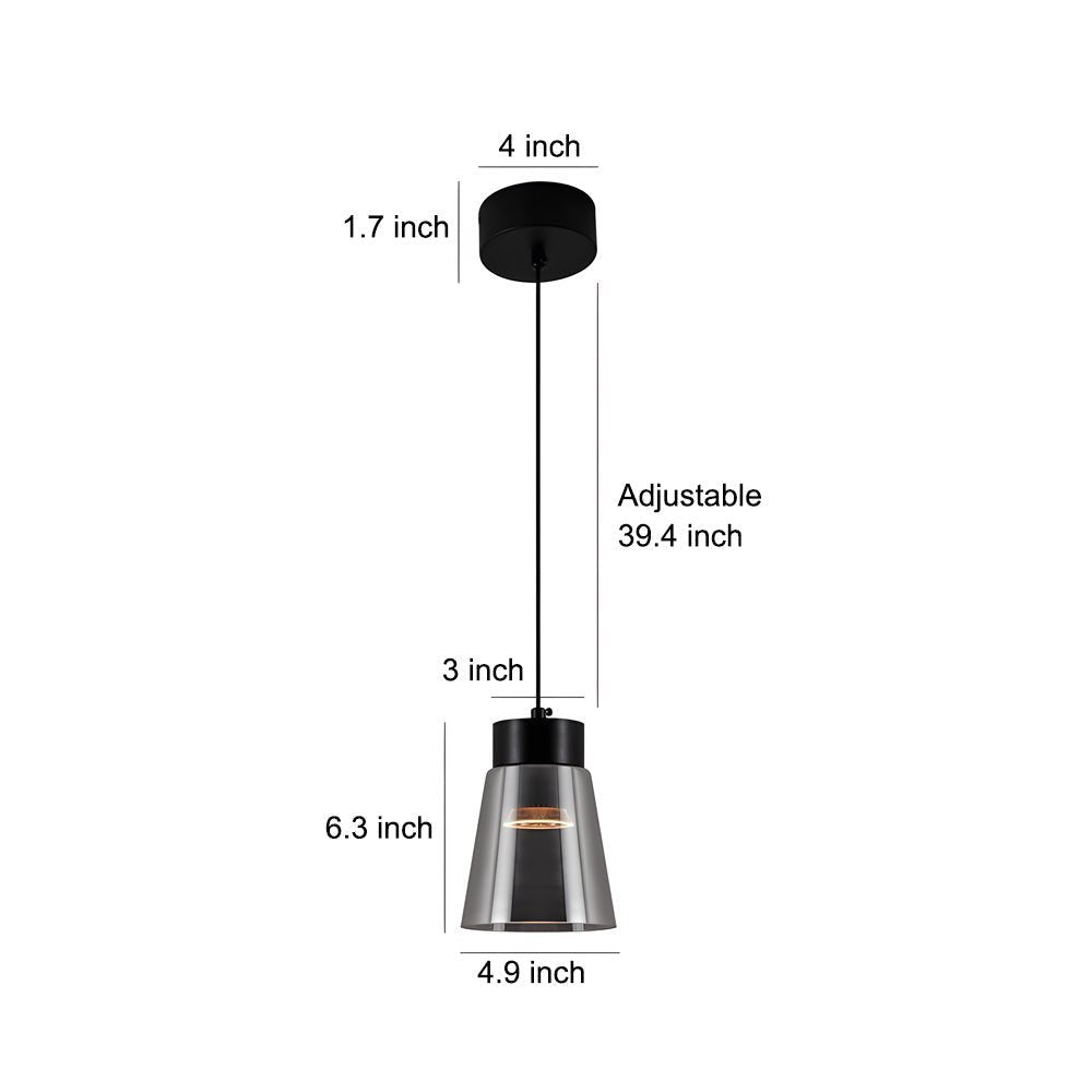 Minimalist Smoke Gray Glass Shade COB Modern Pendant Light Chandelier