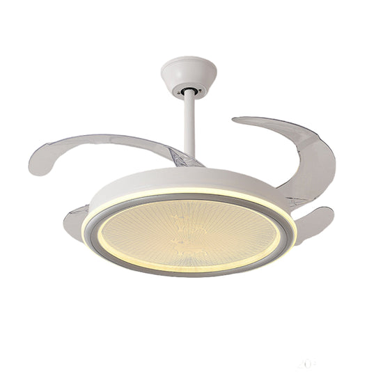 White Ceiling Fans With Light – Nordic Style with Transparent Retractable Blades (Models A/B/C/D)