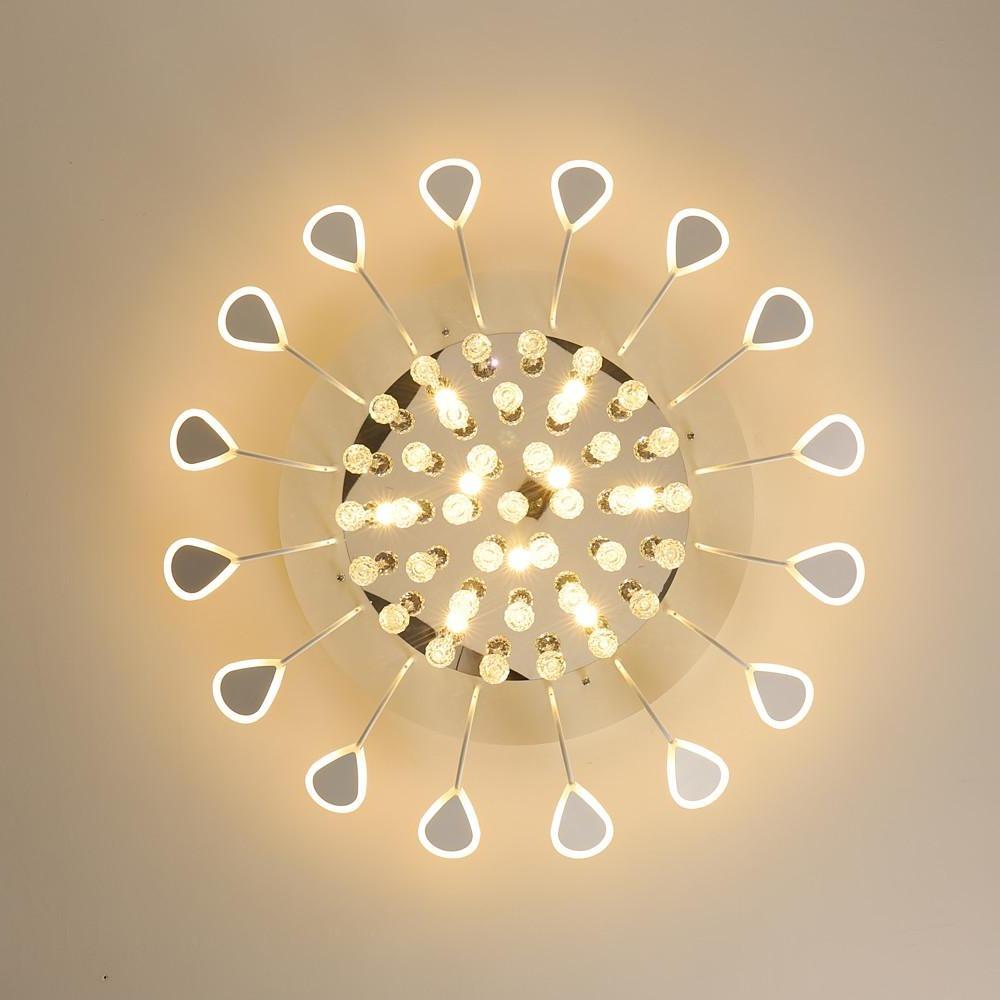 Flower Shaped Dimmable LED Crystal Flush Mount Ceiling Light