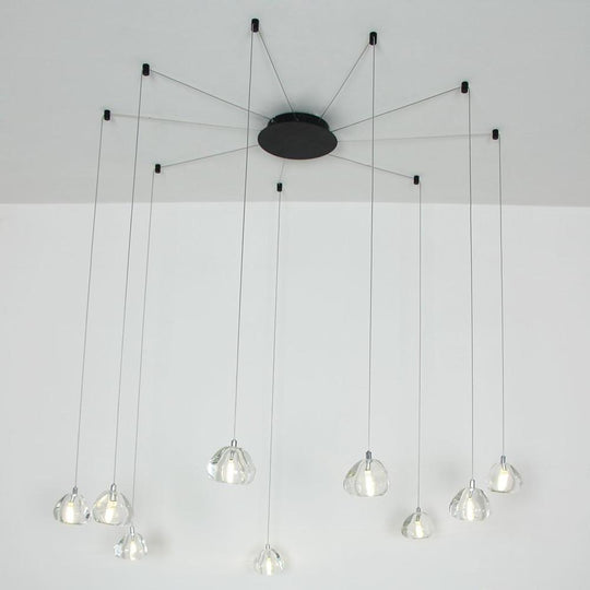 Contemporary Raindrop Crystal Chandelier – LED Cluster Design Ceiling Light