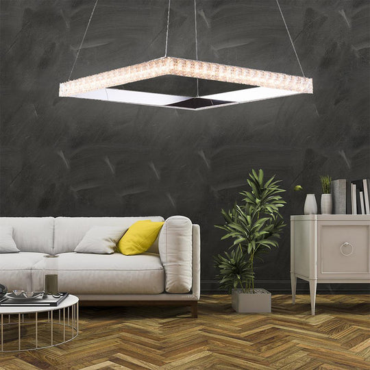 Square Electroplated Crystal – LED Modern Chandelier Pendant Light
