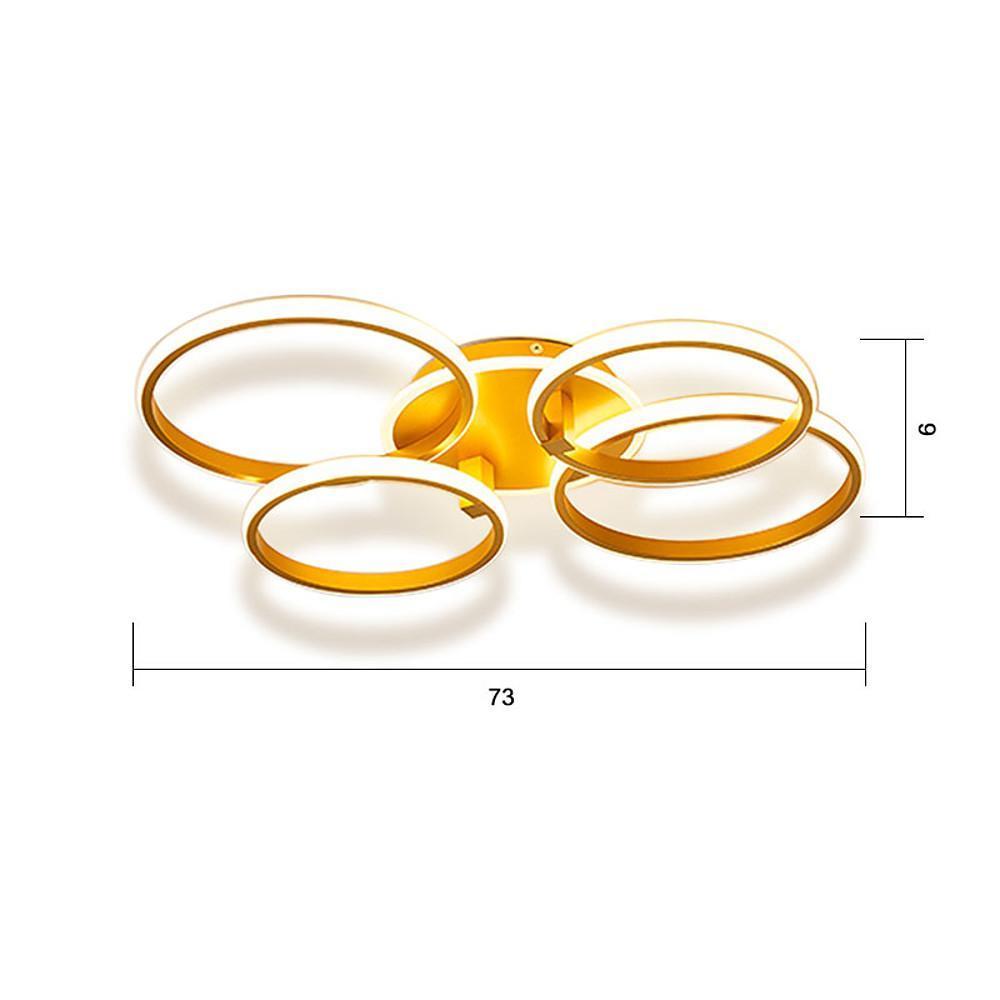 4 Circle Artistic Gold Flush Mount Metal LED Ceiling Light