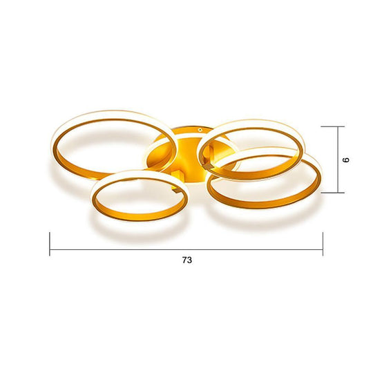 4 Circle Artistic Gold Flush Mount Metal LED Ceiling Light