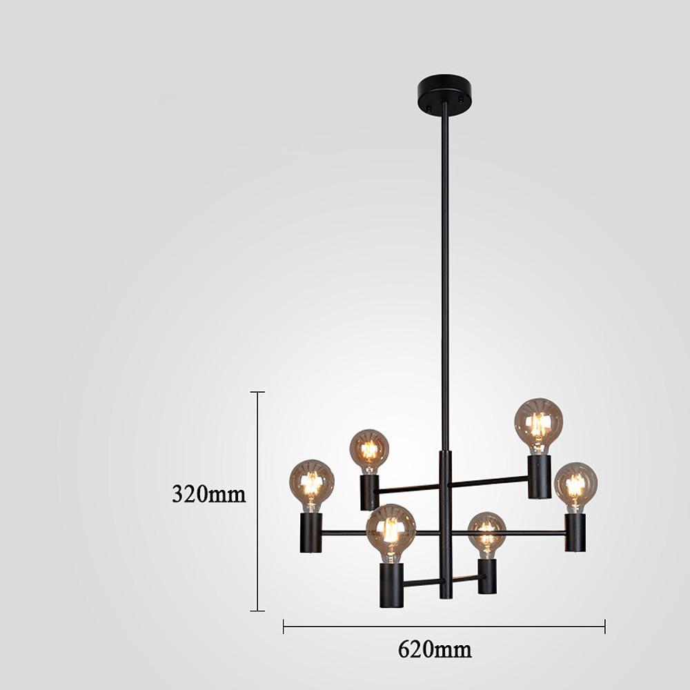 Nordic Black Sputnik Industrial 6-Bulb LED Chandelier