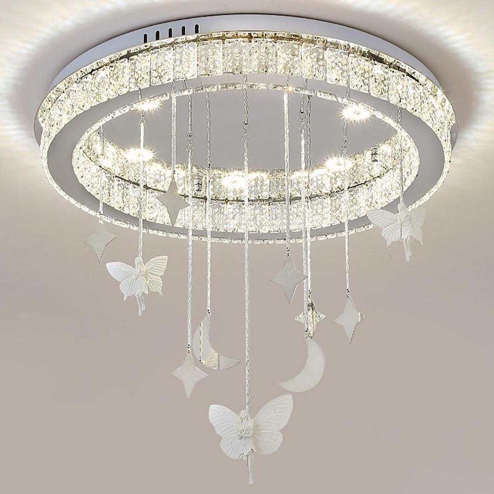 Circular Electroplated Metal Crystal LED Modern Chandelier