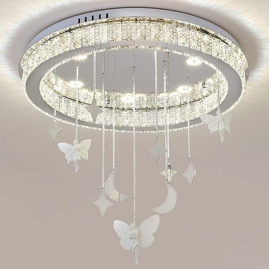 Circular Electroplated Metal Crystal LED Modern Chandelier