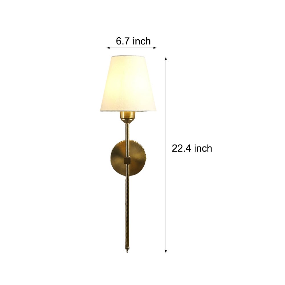 Modern 1-Light Black/Gold Wall Sconce with White Linen Shade