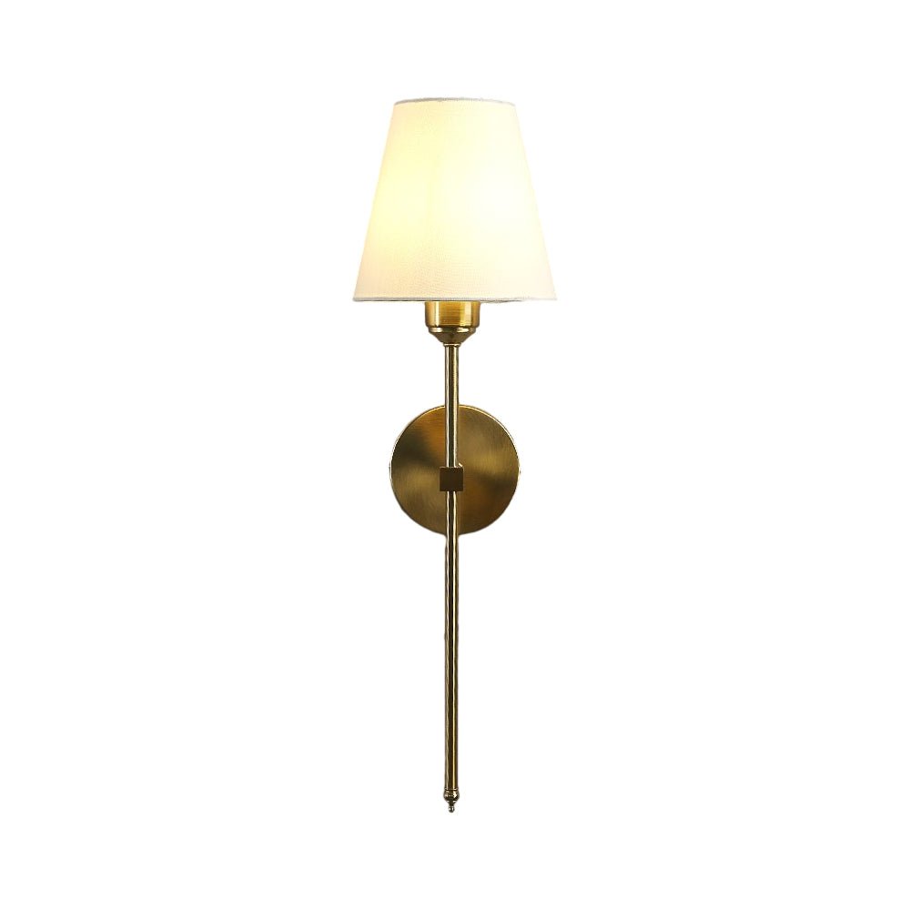 Modern 1-Light Black/Gold Wall Sconce with White Linen Shade