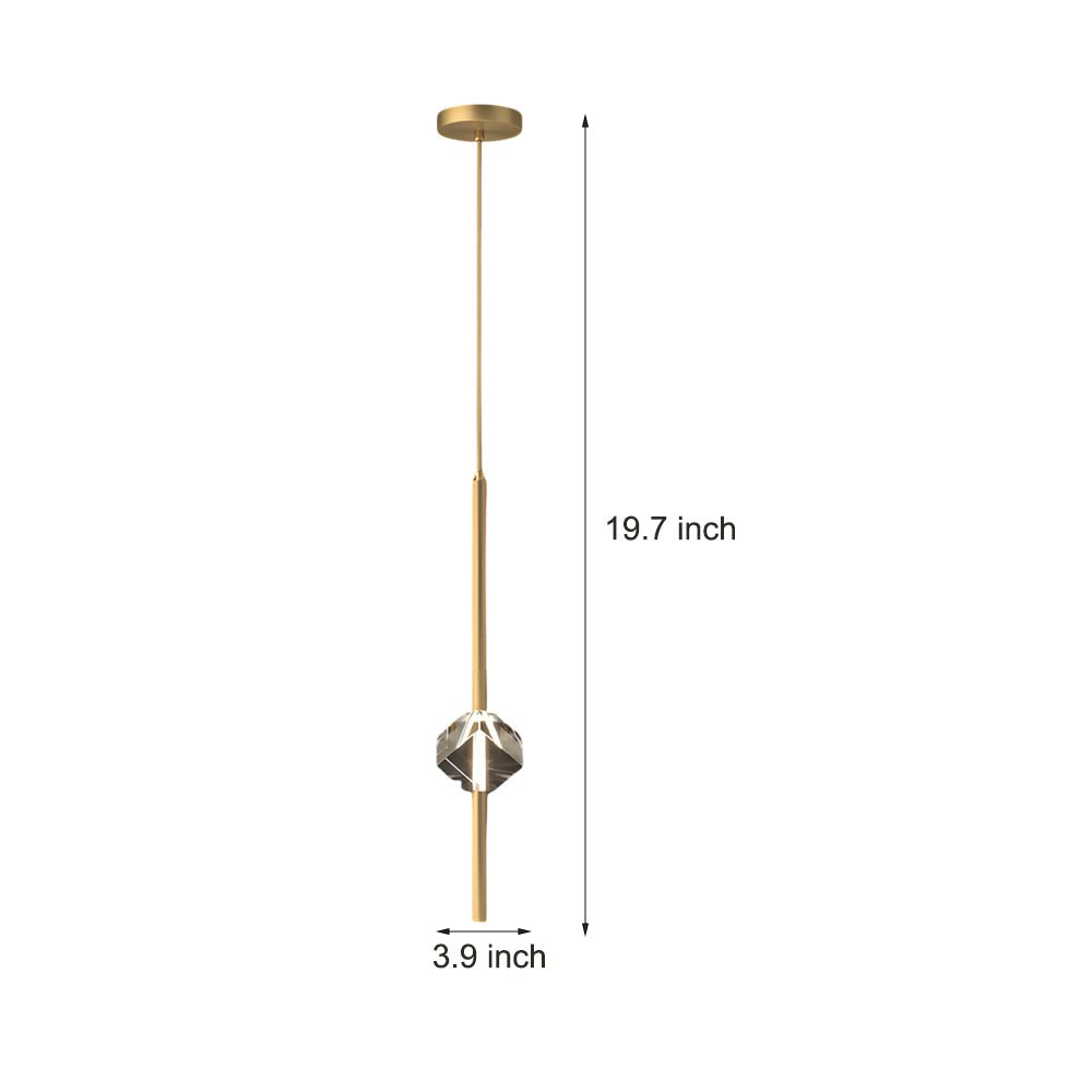 Modern Crystal Pendant Light with Copper Frame – 1 Head