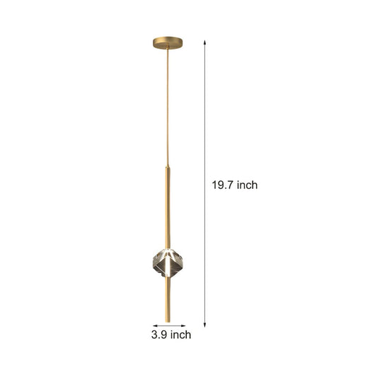 Modern Crystal Pendant Light with Copper Frame – 1 Head