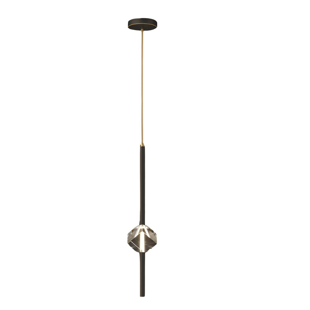 Modern Crystal Pendant Light with Copper Frame – 1 Head