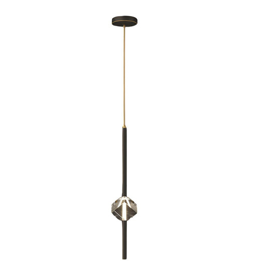 Modern Crystal Pendant Light with Copper Frame – 1 Head