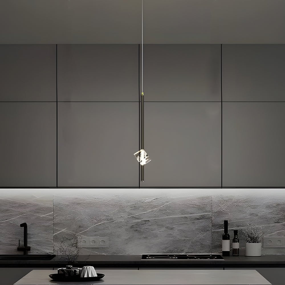 Modern Crystal Pendant Light with Copper Frame – 1 Head