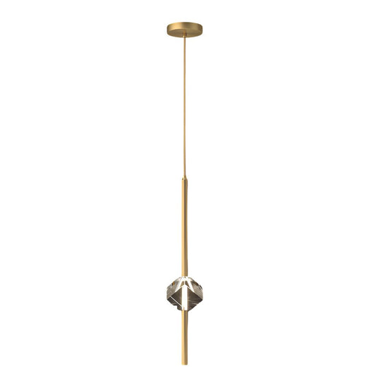 Modern Crystal Pendant Light with Copper Frame – 1 Head