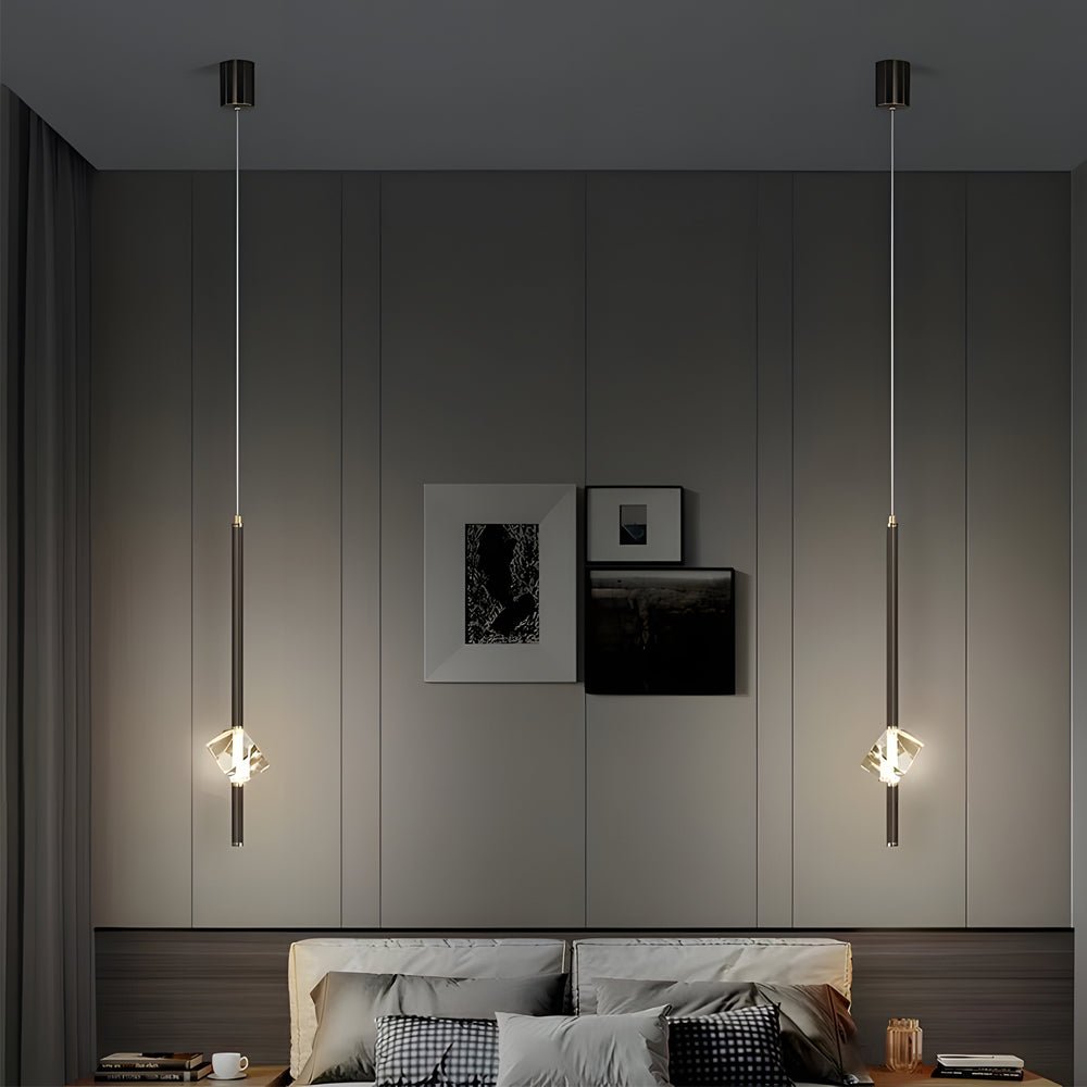 Modern Crystal Pendant Light with Copper Frame – 1 Head