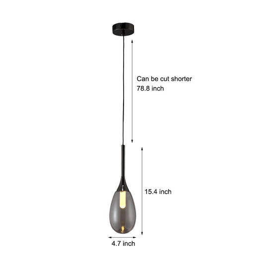 Modern Teardrop Glass Pendant Light – Amber/Smoke Gray