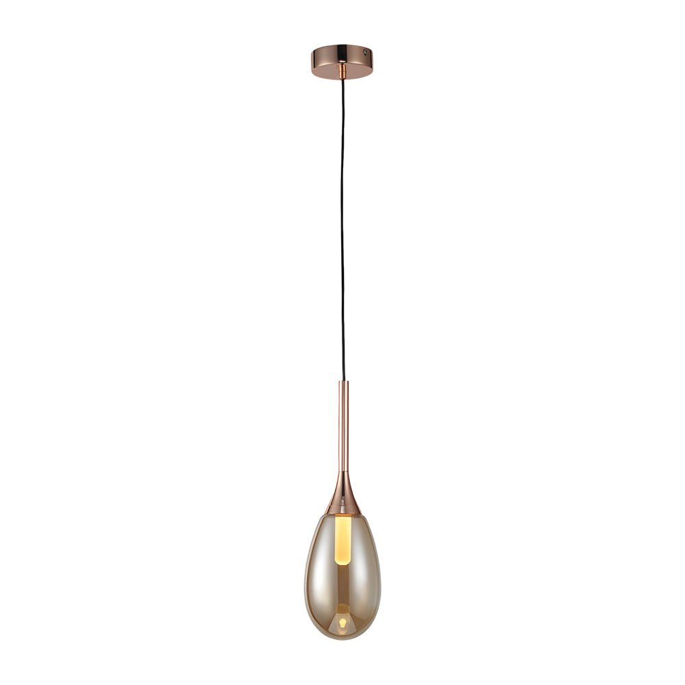 Modern Teardrop Glass Pendant Light – Amber/Smoke Gray