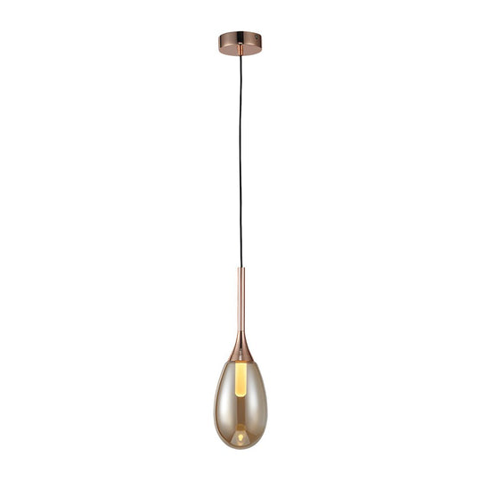 Modern Teardrop Glass Pendant Light – Amber/Smoke Gray