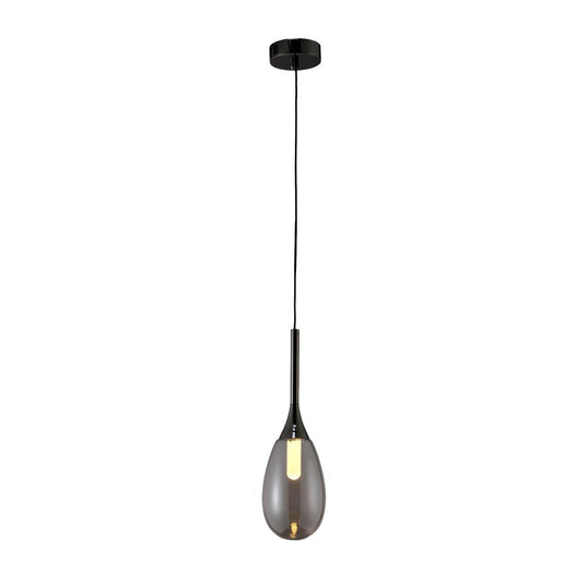 Modern Teardrop Glass Pendant Light – Amber/Smoke Gray