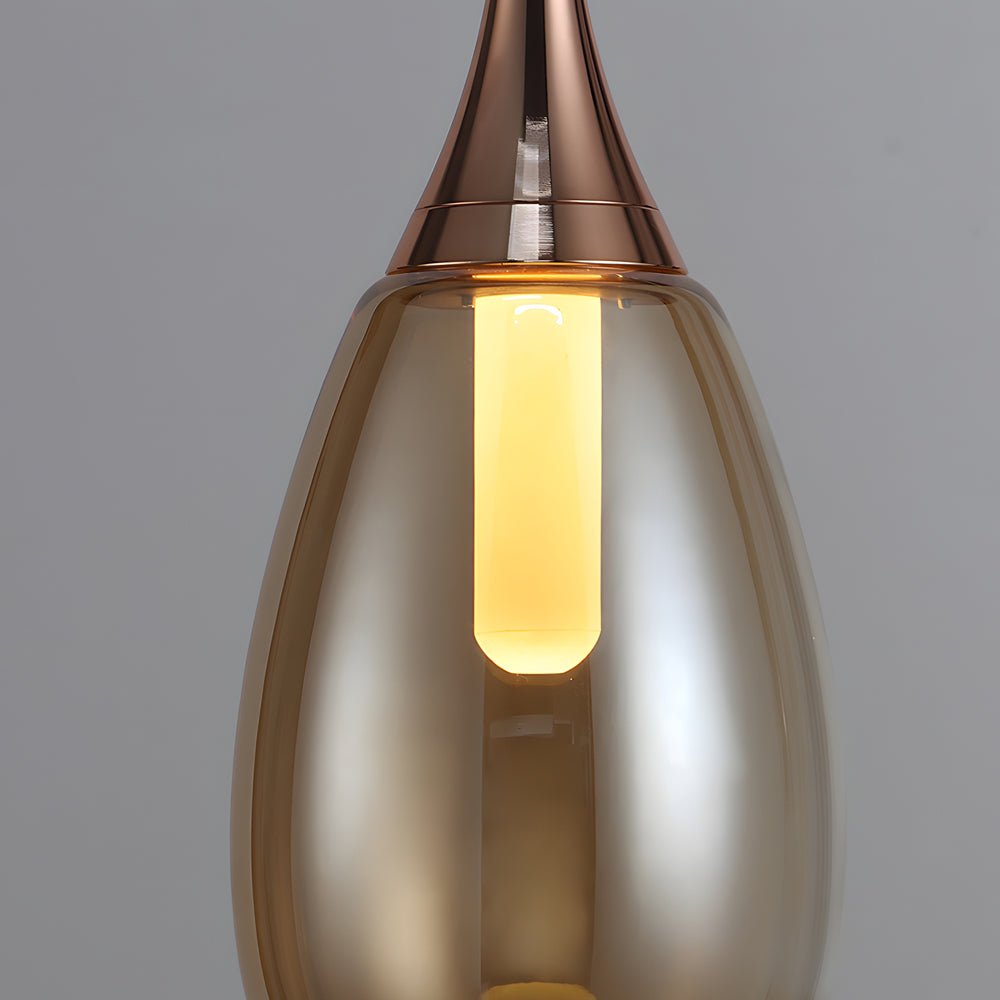 Modern Teardrop Glass Pendant Light – Amber/Smoke Gray