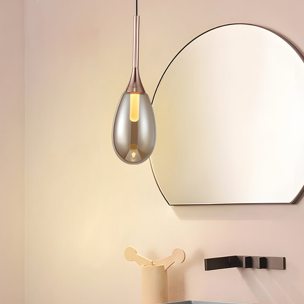 Modern Teardrop Glass Pendant Light – Amber/Smoke Gray