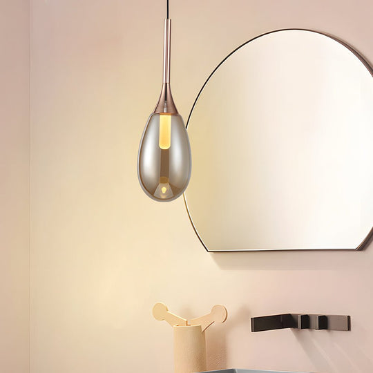Modern Teardrop Glass Pendant Light – Amber/Smoke Gray