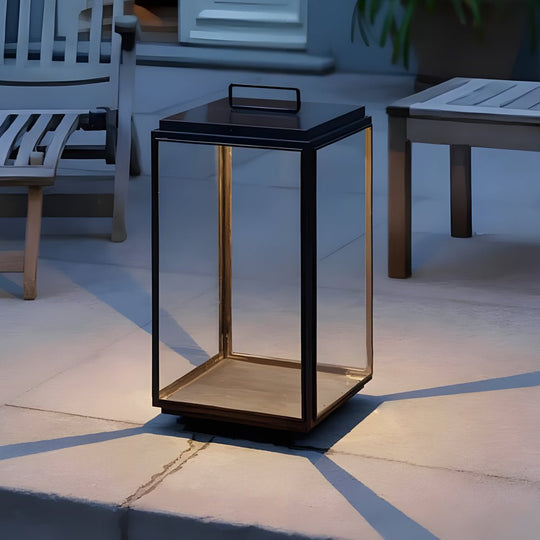 Modern Glass LED Portable Outdoor Lantern Light