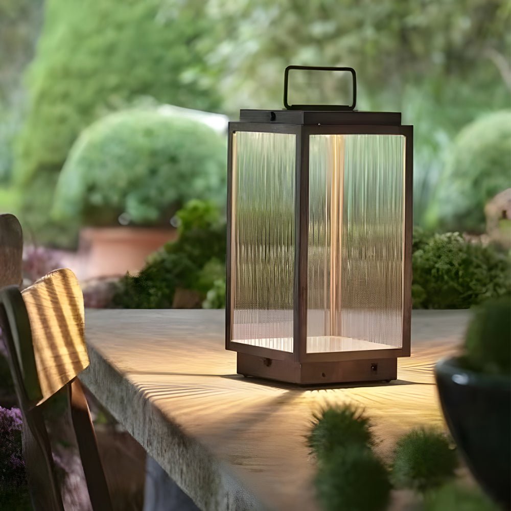 Modern Glass LED Portable Outdoor Lantern Light