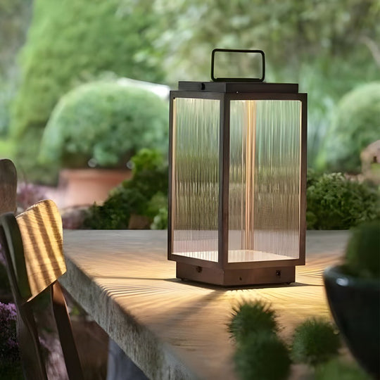 Modern Glass LED Portable Outdoor Lantern Light