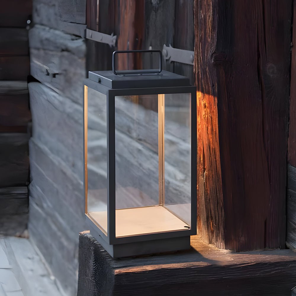 Modern Glass LED Portable Outdoor Lantern Light