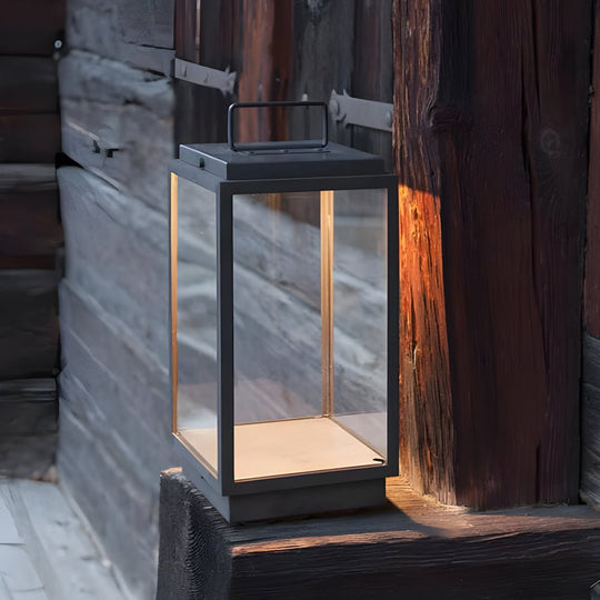 Modern Glass LED Portable Outdoor Lantern Light