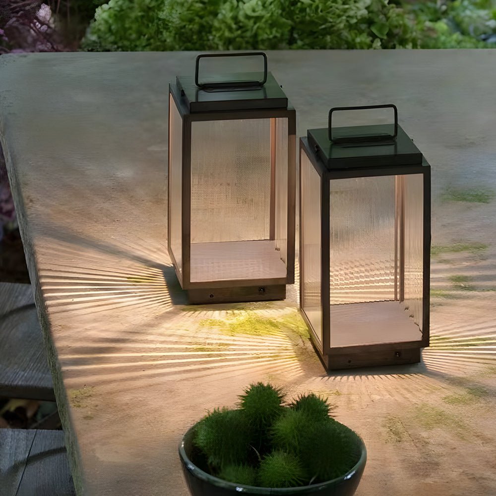 Modern Glass LED Portable Outdoor Lantern Light