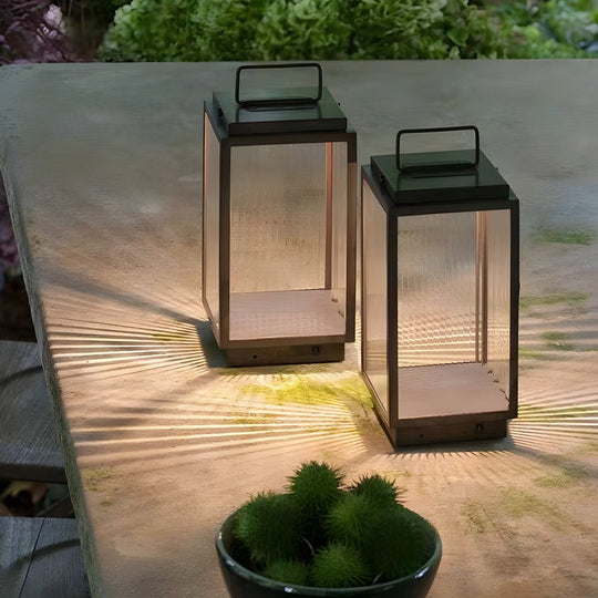Modern Glass LED Portable Outdoor Lantern Light