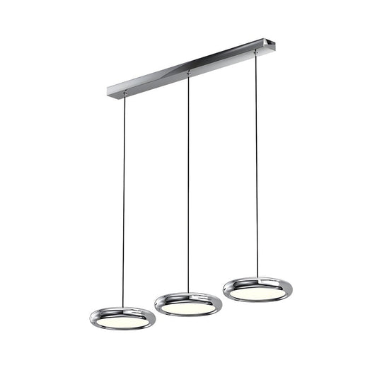Modern Metallic Round LED Pendant Light in Black or Chrome