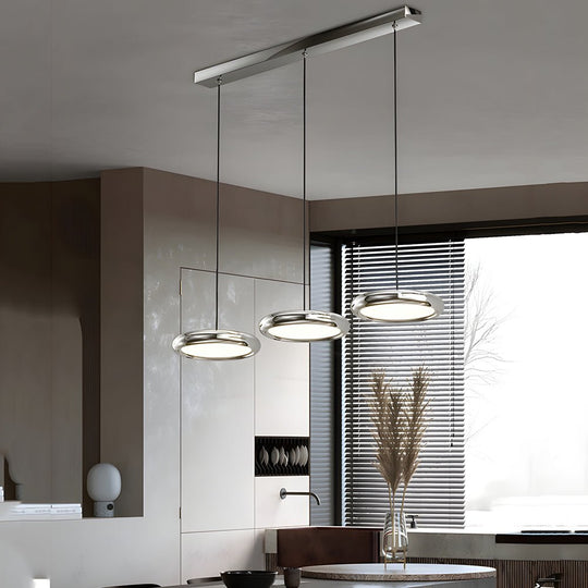 Modern Metallic Round LED Pendant Light in Black or Chrome