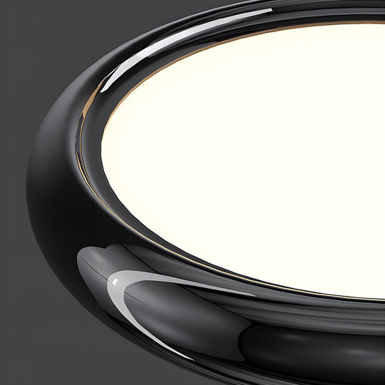 Modern Metallic Round LED Pendant Light in Black or Chrome