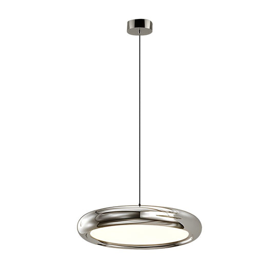 Modern Metallic Round LED Pendant Light in Black or Chrome