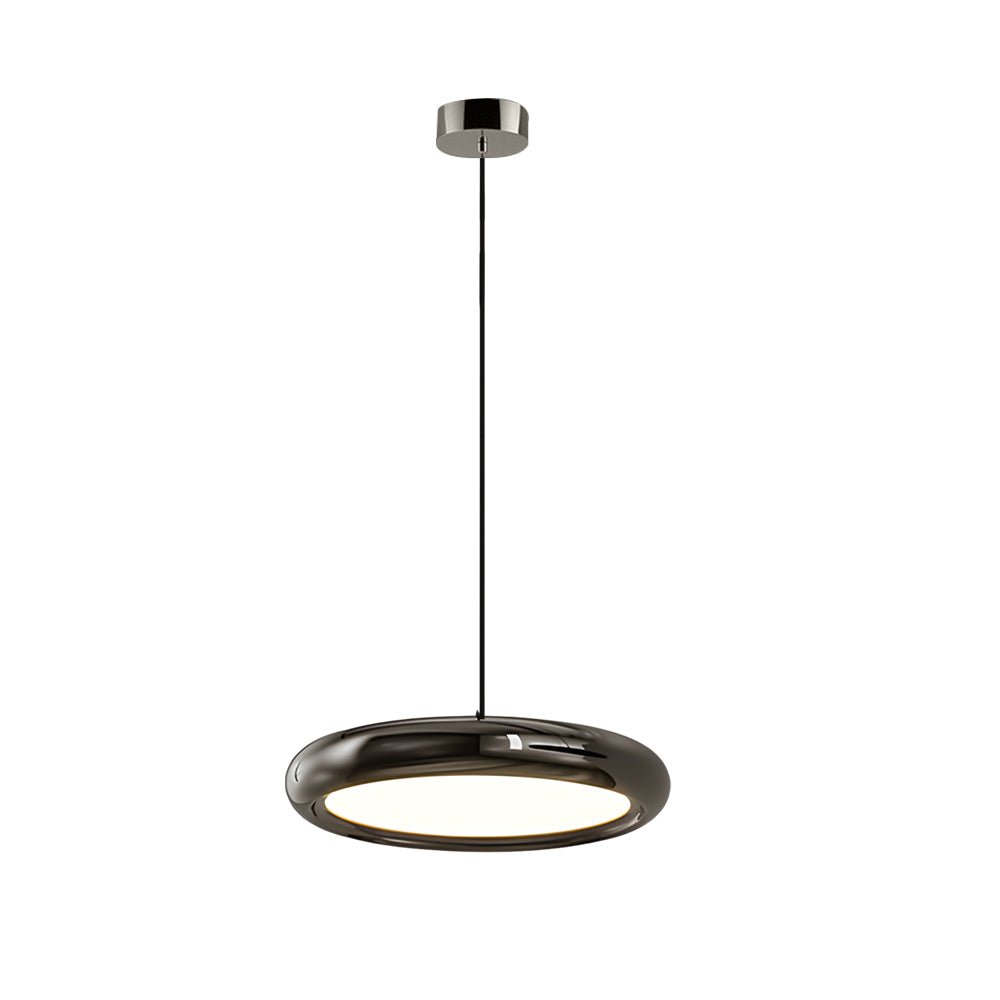 Modern Metallic Round LED Pendant Light in Black or Chrome