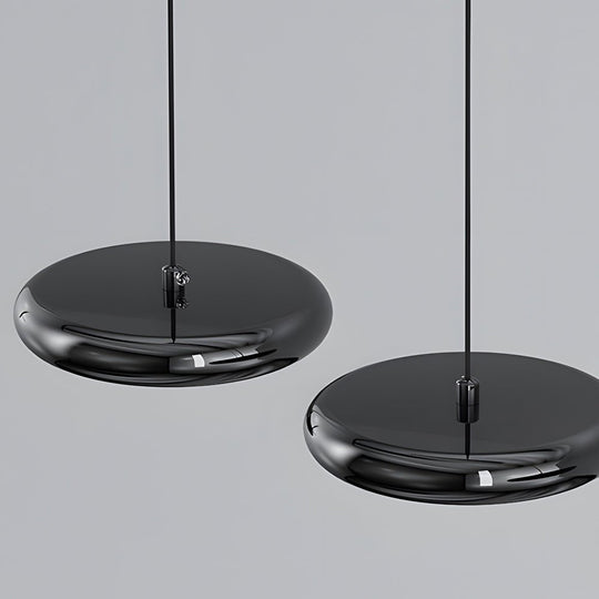 Modern Metallic Round LED Pendant Light in Black or Chrome
