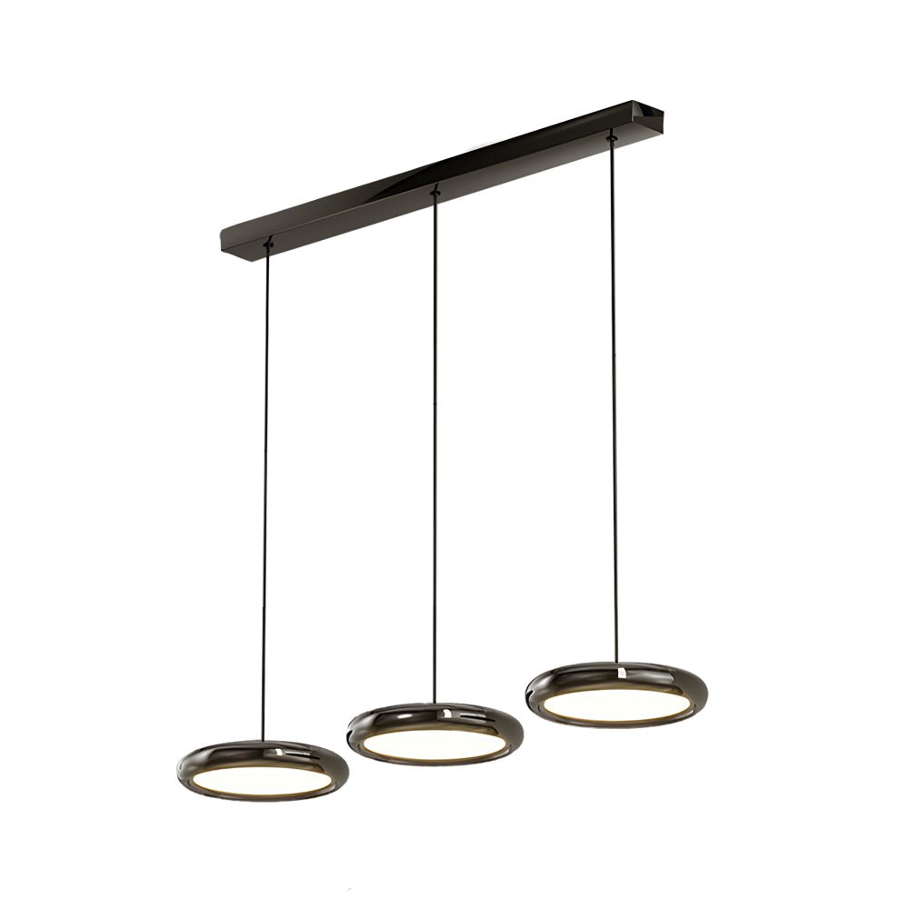 Modern Metallic Round LED Pendant Light in Black or Chrome