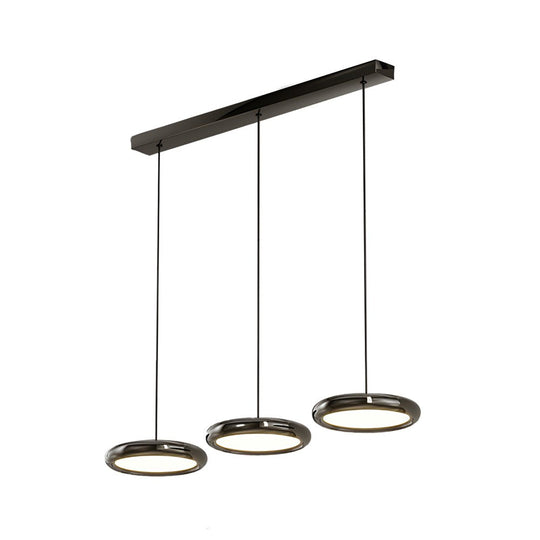 Modern Metallic Round LED Pendant Light in Black or Chrome