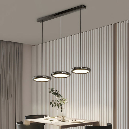 Modern Metallic Round LED Pendant Light in Black or Chrome