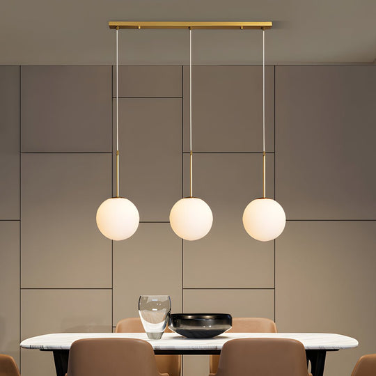 Modern Glass Globe Island Pendant Light – 1/3 Heads, Gold