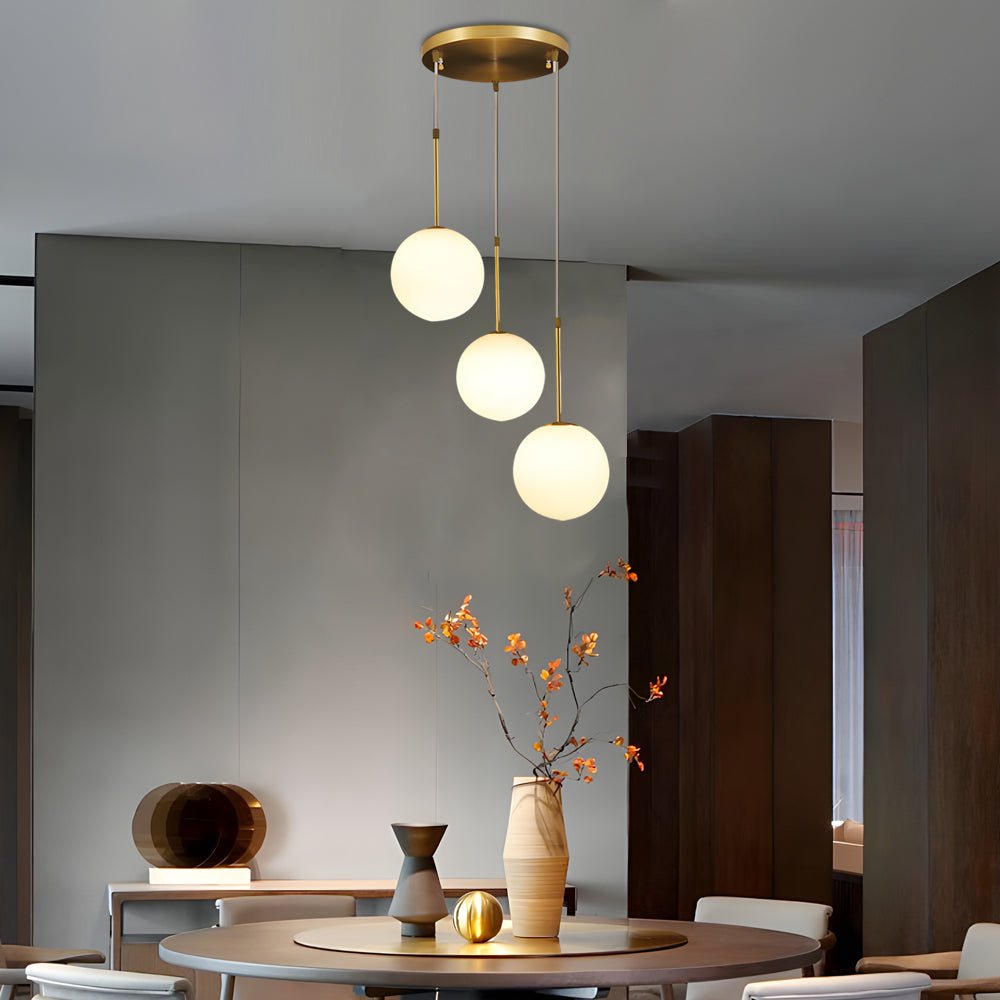 Modern Glass Globe Island Pendant Light – 1/3 Heads, Gold