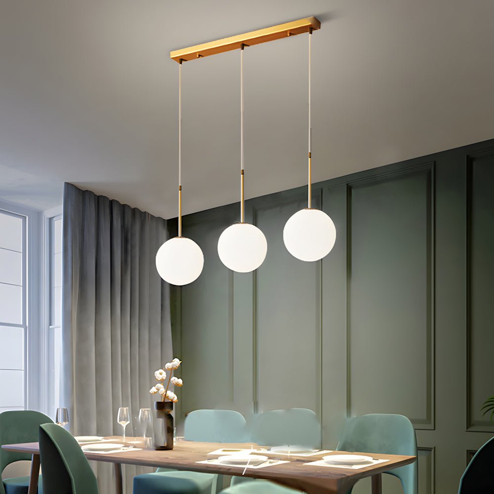 Modern Glass Globe Island Pendant Light – 1/3 Heads, Gold
