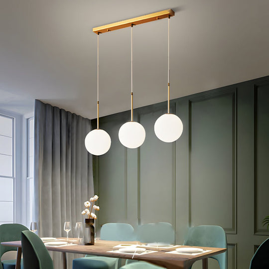 Modern Glass Globe Island Pendant Light – 1/3 Heads, Gold