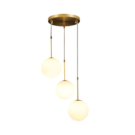 Modern Glass Globe Island Pendant Light – 1/3 Heads, Gold