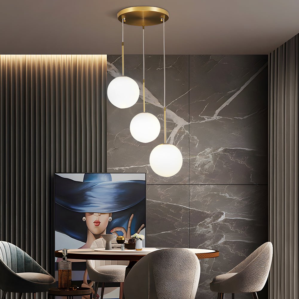 Modern Glass Globe Island Pendant Light – 1/3 Heads, Gold